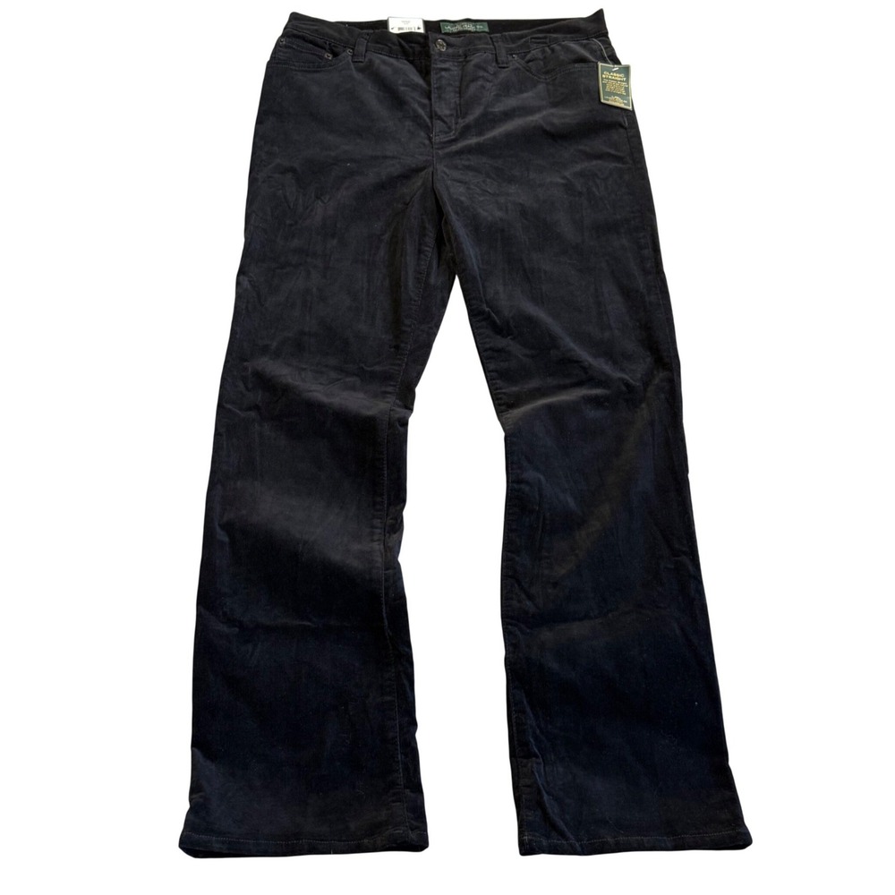 Lauren Ralph Lauren Straight Corduroy Pants Black Size 14 Slimming Fit Classic
